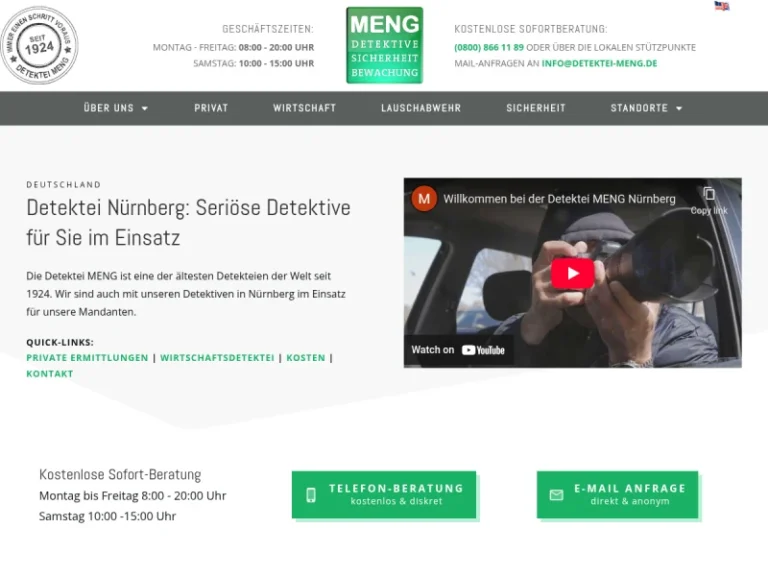 MENG Detektei Nürnberg – Detektive, Sicherheit, Bewachung - Installateur von Sicherheitssystemen in Nürnberg