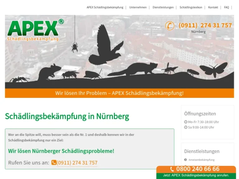 APEX Schädlingsbekämpfung Nürnberg - Kammerjäger in Nürnberg
