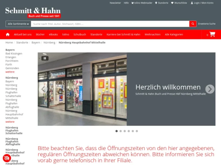 Schmitt & Hahn Buch und Presse im Hauptbahnhof Nürnberg – Mittelhalle - Buchhandlung in Nürnberg
