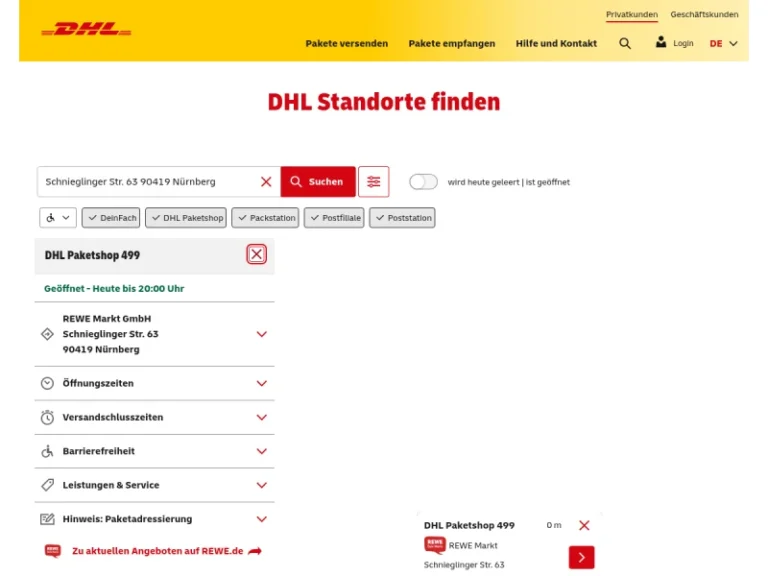 DHL Paketshop 499 - Versanddienst in Nürnberg