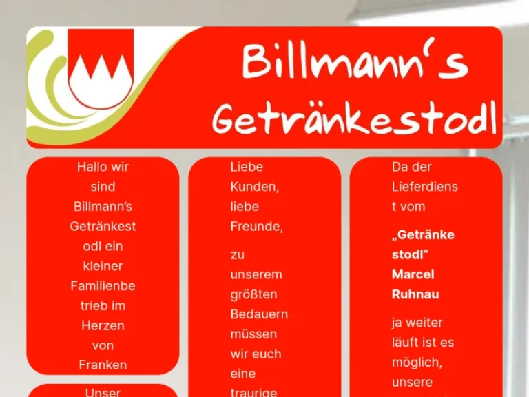Billmanns Getränkestodl - Getränkelieferant in Nürnberg