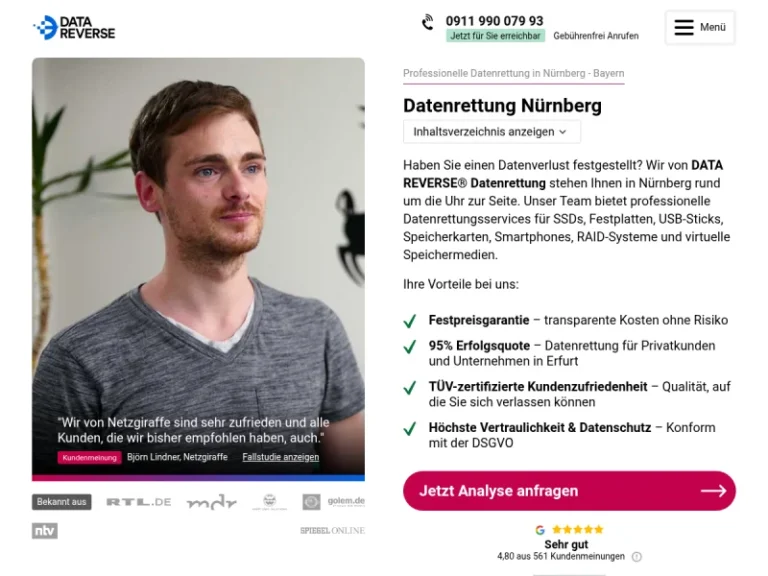 DATA REVERSE – Datenrettung Nürnberg - Datenrettungsdienst in Nürnberg