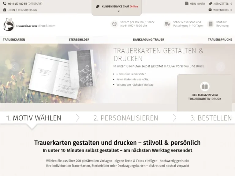 Trauerkarten-druck.com - Druckerei in Nürnberg