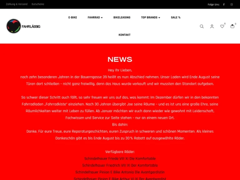 Fahrlässig – E Bike (Leasing) - Fahrradgeschäft in Nürnberg
