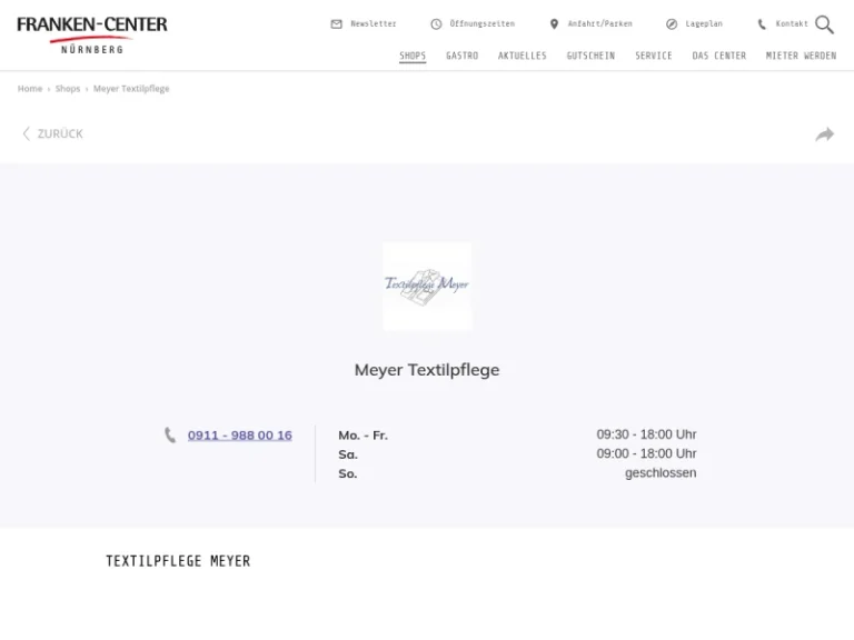 Textilpflege Meyer - ChemischeReinigung in Nürnberg