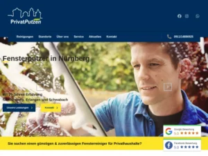 Glas- und Gebäudereinigung spezialisiert auf Reinigungsdienstleistungen in Privathaushalten und bei Gewerbebetrieben - Fensterreinigungsdienst in Nürnberg