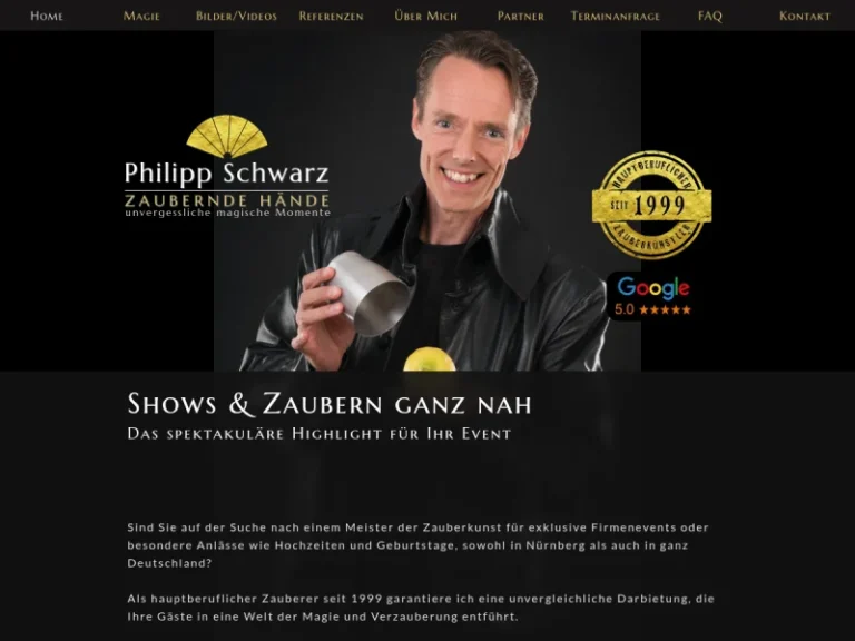 Zauberer Nürnberg – Philipp Schwarz – Zaubernde Hände - Entertainer in Nürnberg