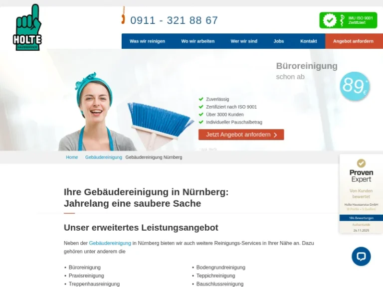Holte Hausservice GmbH – Gebäudereinigung in Nürnberg - Fensterreinigungsdienst in Nürnberg