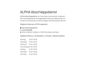 ALPHA Abschleppdienst – Nürnberg - Abschleppdienst in Nürnberg