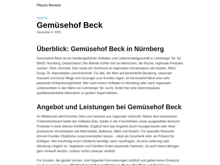 Gemüsehof Beck - Lebensmittelhändler in Nürnberg