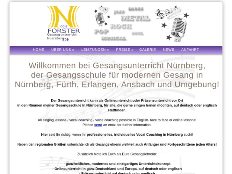 Gesangsunterricht Nürnberg by Nicole Forster-Gesangsschule und Vocal Coaching - Gesangslehrer in Nürnberg