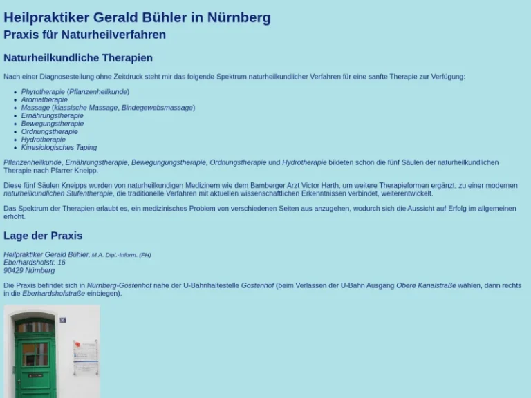Heilpraktiker Bühler – Praxis für Naturheilverfahren - Naturheilpraktiker in Nürnberg
