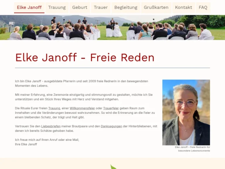 Elke Janoff – Freie Theologin und Freie Rednerin für Trauer- und Lebensfeiern - Trauredner in Nürnberg