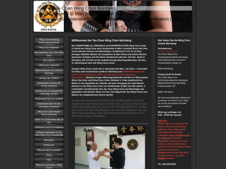 Tao Chan Wing Chun Organisation - Kampfsportschule in Nürnberg