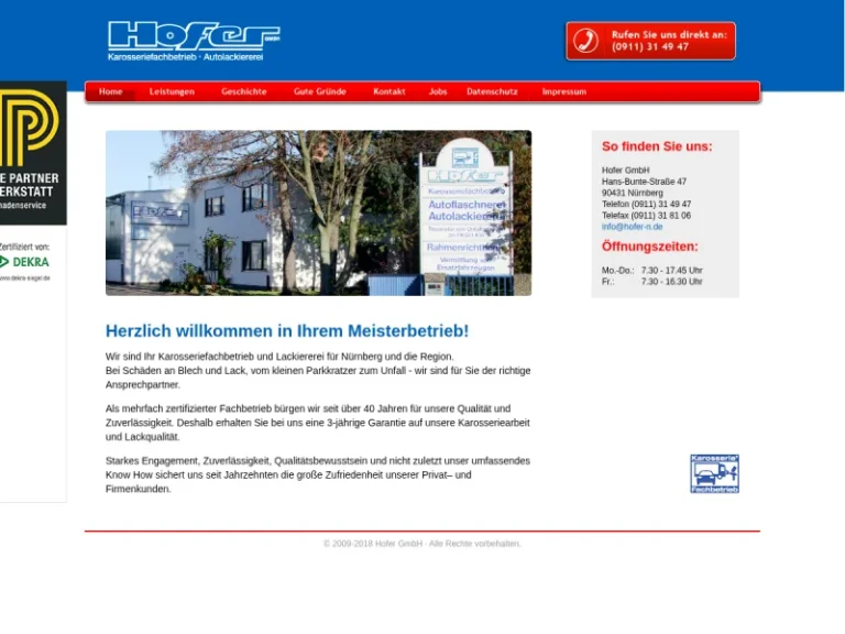 Hofer GmbH Karosseriefachbetrieb Unfallinstandsetzung - Fahrzeuglackiererei in Nürnberg