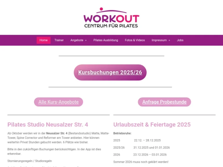 Pilates Studio Nürnberg „Workout – Centrum für Pilates“ - Fitnessprogramm in Nürnberg