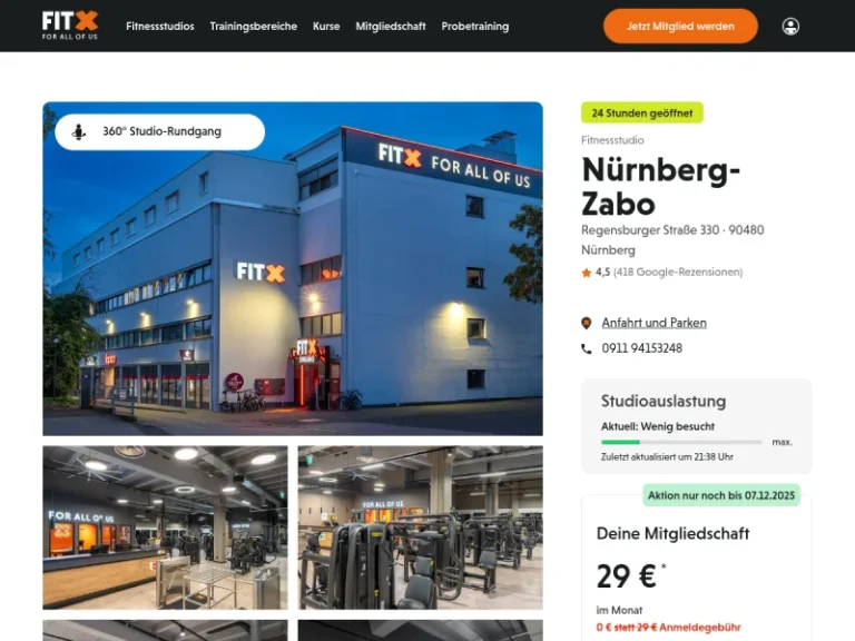 FitX Fitnessstudio - Fitnessprogramm in Nürnberg
