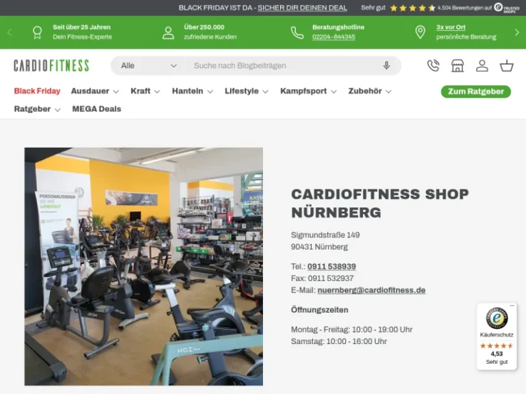 CARDIOFITNESS Shop Nürnberg - Fachhandel für Sport- und Fitnessgeräte in Nürnberg