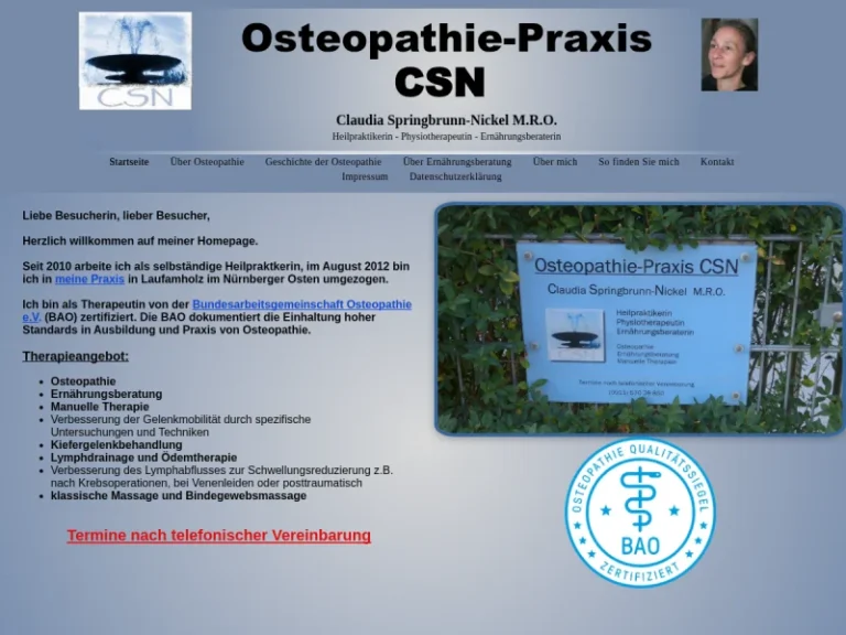 Osteopathie-Praxis CSN Claudia Springbrunn-Nickel - Alternativmediziner in Nürnberg