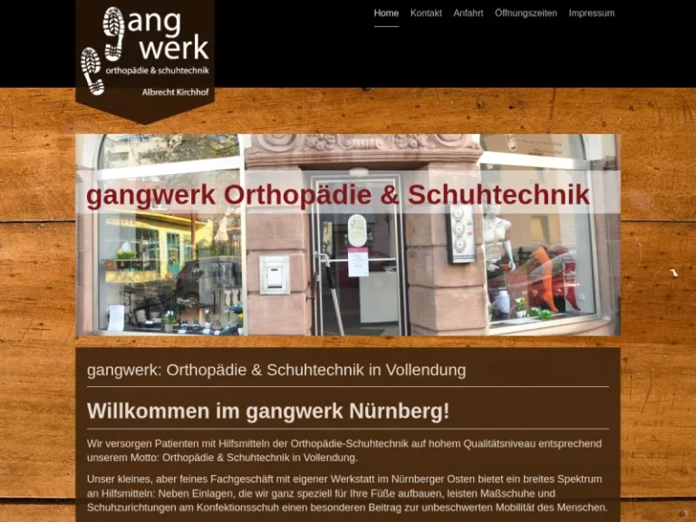 gangwerk Orthopädie & Schuhtechnik Albrecht Kirchhof - Fachhandel für orthopädische Schuhe in Nürnberg