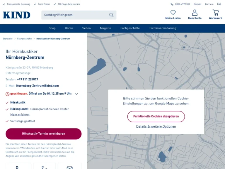 KIND Hörgeräte Nürnberg Zentrum - Hörgeräte-Reparaturdienst in Nürnberg