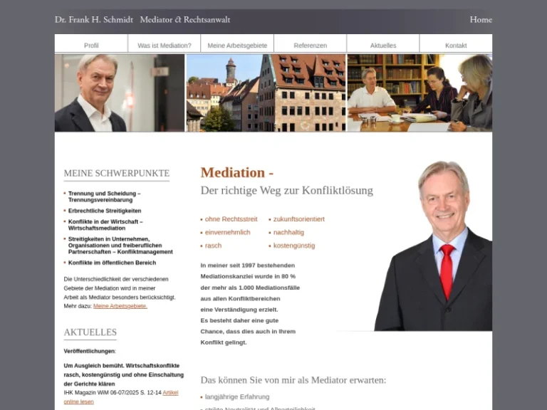 Mediator Dr. Frank Schmidt - Rechtsanwalt in Nürnberg