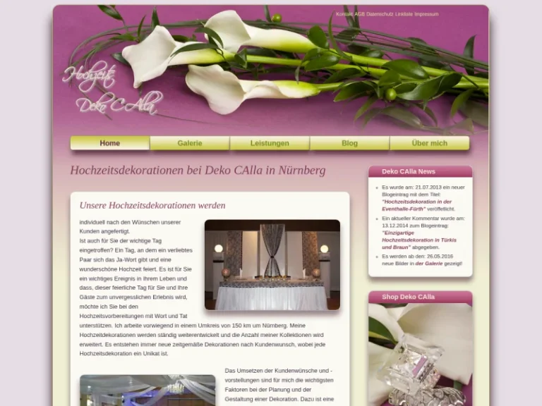 Hochzeitsdekoration Deko CAlla - Hochzeitsservice in Nürnberg