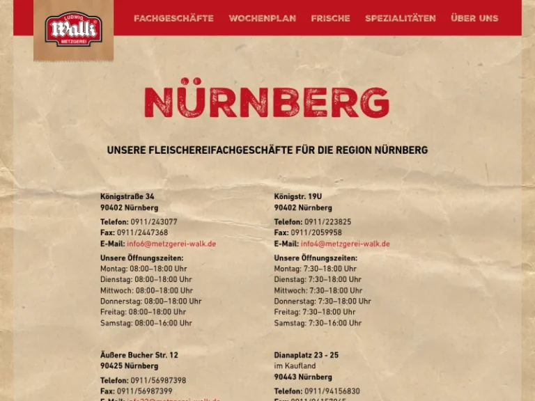 Ihr Fleischerfachgeschäft Metzgerei WALK - Fleischerei in Nürnberg