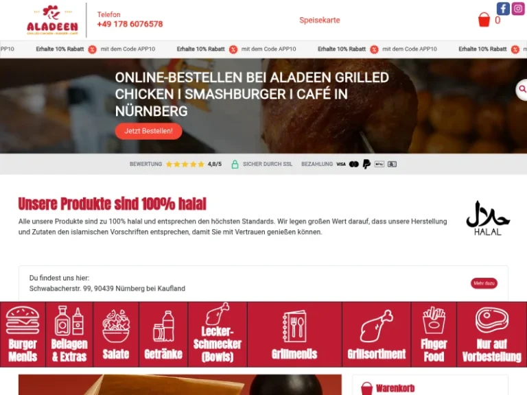 Aladeen · Grilled Chicken · Burger · Café - Fast-Food-Restaurant in Nürnberg