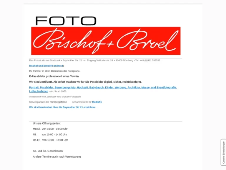 Bischof & Broel Fotostudio – Luftbild, Messefotografie, Portrait, Passfoto, Reportagefoto - Fotofachgeschäft in Nürnberg