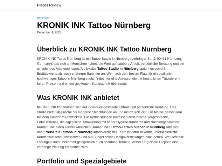 KRONIK INK Tattoo Nürnberg - Tattoostudio in Nürnberg